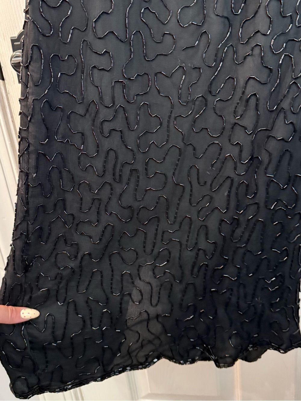 Vintage Embellished Black Cocktail Dress w/ Multicolor Floral Beading NYE Dress - Picture 7 of 15